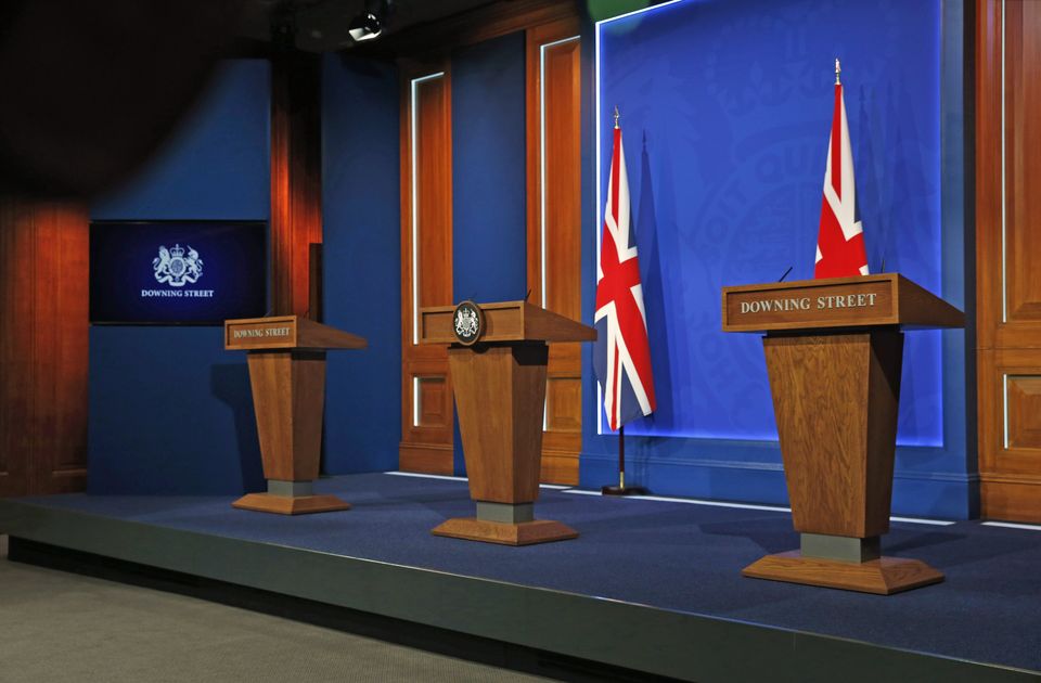 The briefing room as it looked under the Conservatives (Hollie Adams/PA)