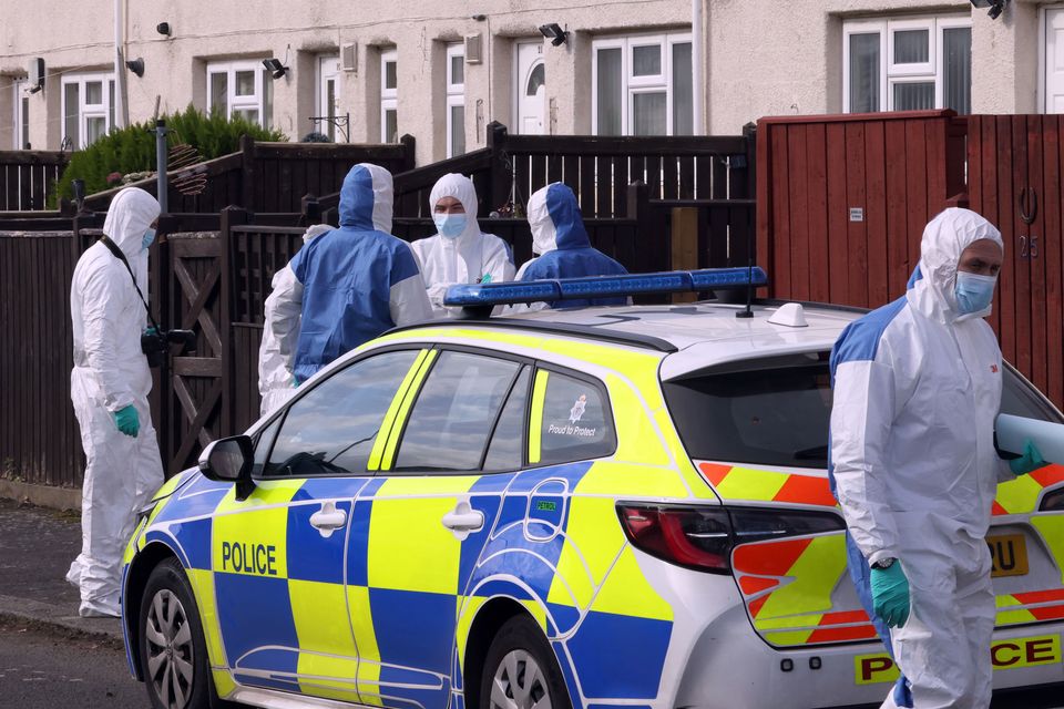 Forensic officers in Maple Terrace, Shiney Row near Sunderland where Mr Langley was attacked (Owen Humphreys/PA)