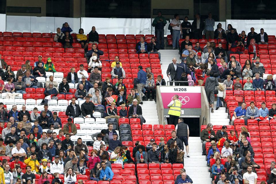 Empty seats during the Egypt v New Zealand Group C match at Old Trafford, Manchester