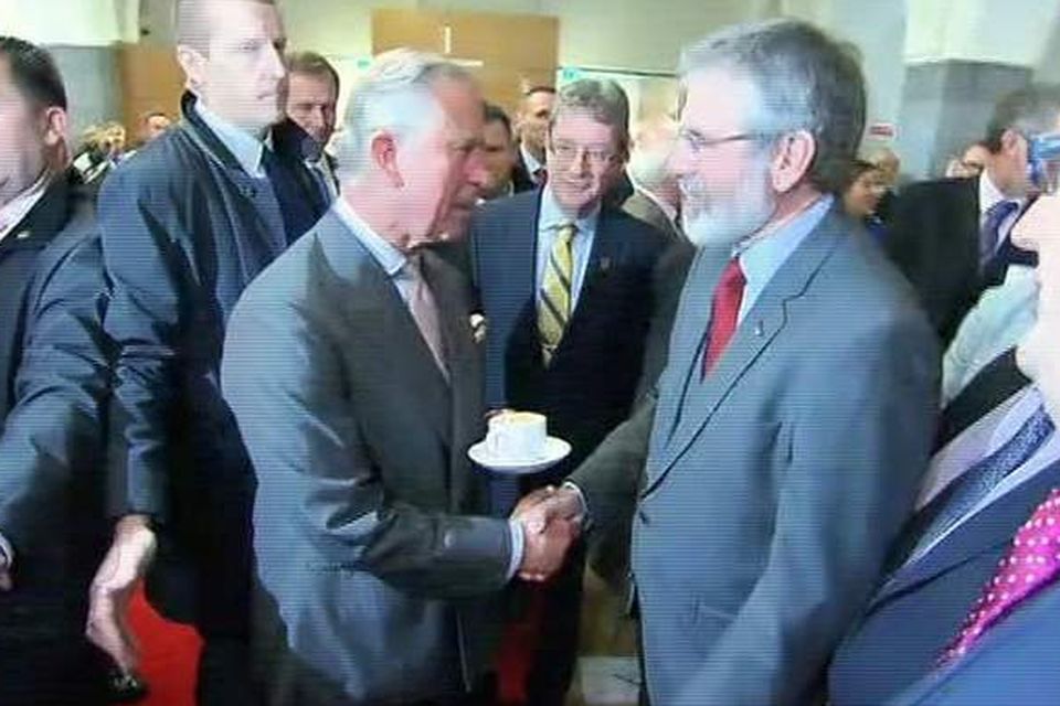The moment Prince Charles and Gerry Adams shook hands was captured by BBC cameras