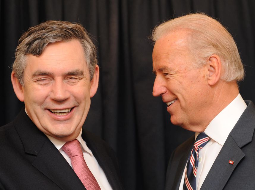 Then prime minister Gordon Brown meets then US vice president Joe Biden (right) (Stefan Rousseau/PA)