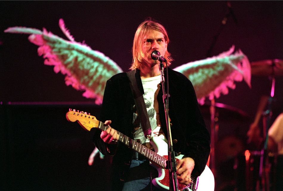 Kurt Cobain on stage with Nirvana in 1993. Photo: Getty