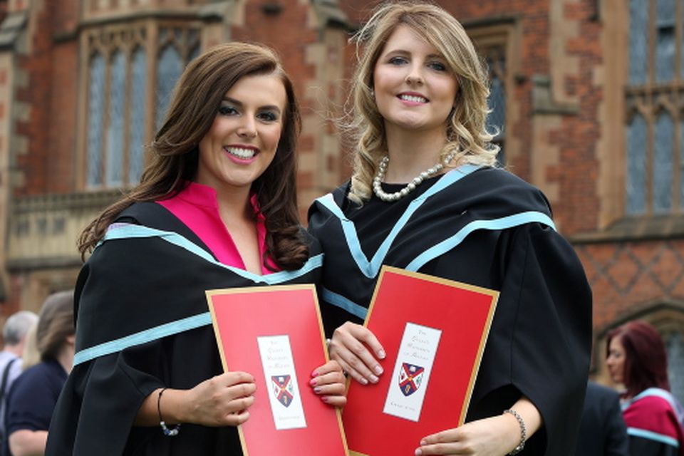 Lucinda Bell from Armagh and Emma Burney from Portadown who graduated with BEd degree in Primary Teaching from Queen's University.