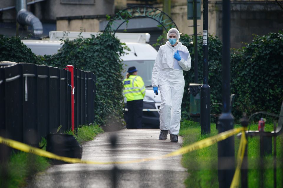 Police and forensic officers at Rawnsley Park (Ben Birchall/PA)