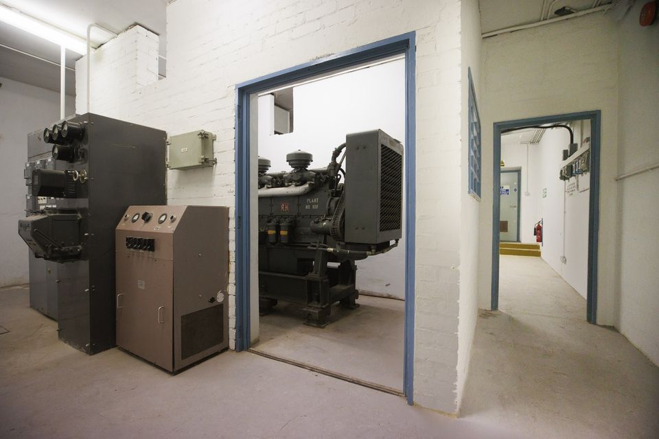 Controls and the diesel generator used for the air ventilation system at Mount Eden Park bunker a former nuclear bunker in south Belfast (Liam McBurney/PA)