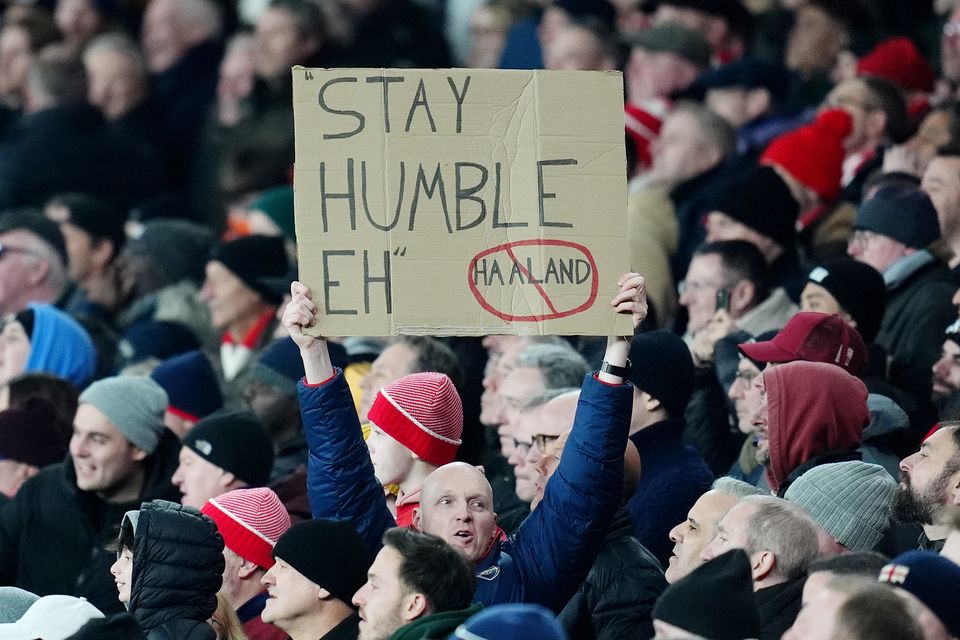 Erling Haaland was taunted by the Arsenal supporters (Adam Davy/PA)