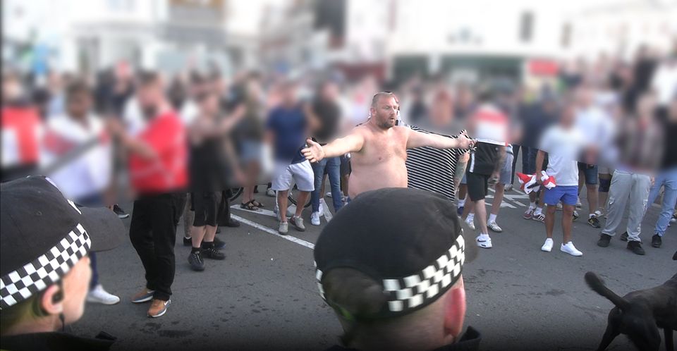 Ian Vetier, of Weymouth, pictured taking part in a protest in Weymouth on August 4 (CPS/PA)