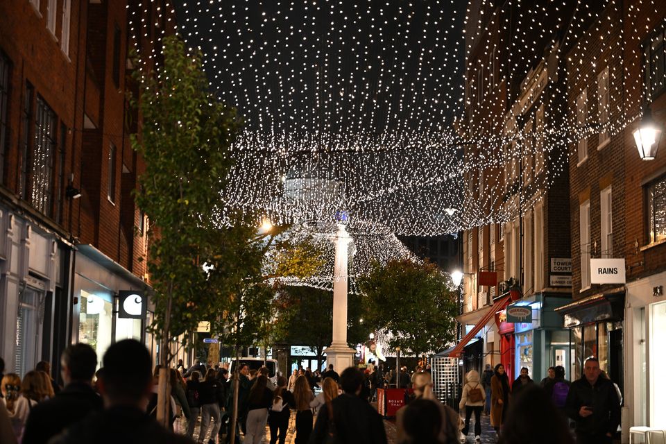 Luke Evans turned on the Christmas lights at Covent Garden illuminating the market (Jack Hall/PA)