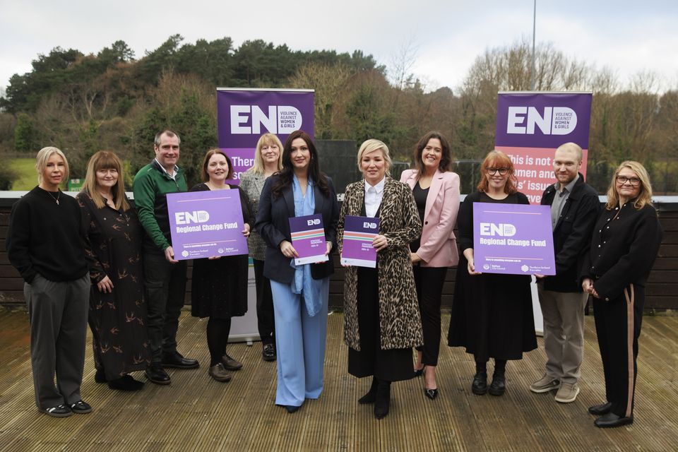 Deputy First Minister Emma Little-Pengelly and First Minister Michelle O’Neill during the event at the Pavilion in Stormont (Liam McBurney/PA)