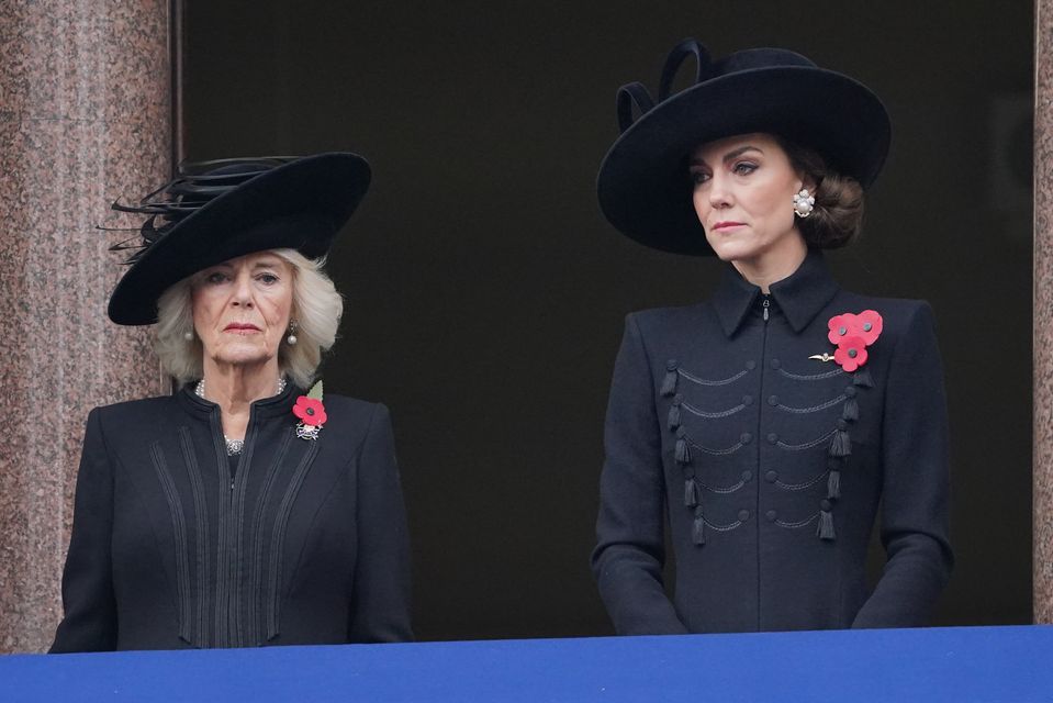 The Queen and the Princess of Wales on Remembrance Sunday last year (Jonathan Brady/PA)