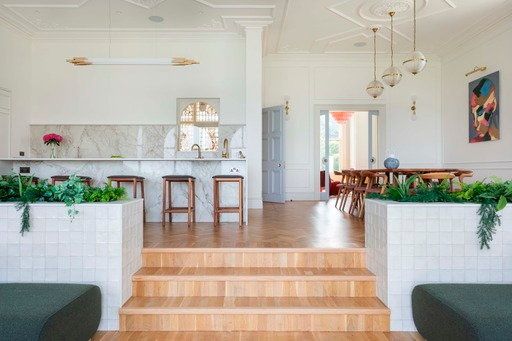 The kitchen and dining area