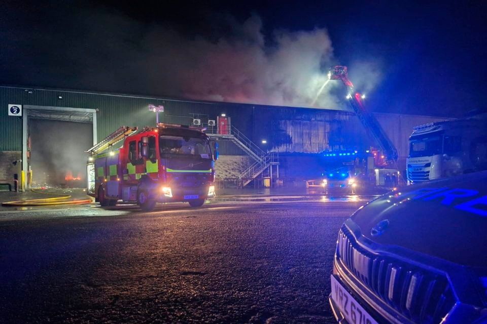 The scene of the fire at the Craigmore Road facility on Friday. Pic: NIFRS Twitter/X