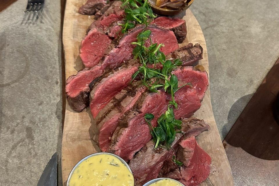 Stix & Stones' chateaubriand, freshly charred and ready to hit the heat of the stone