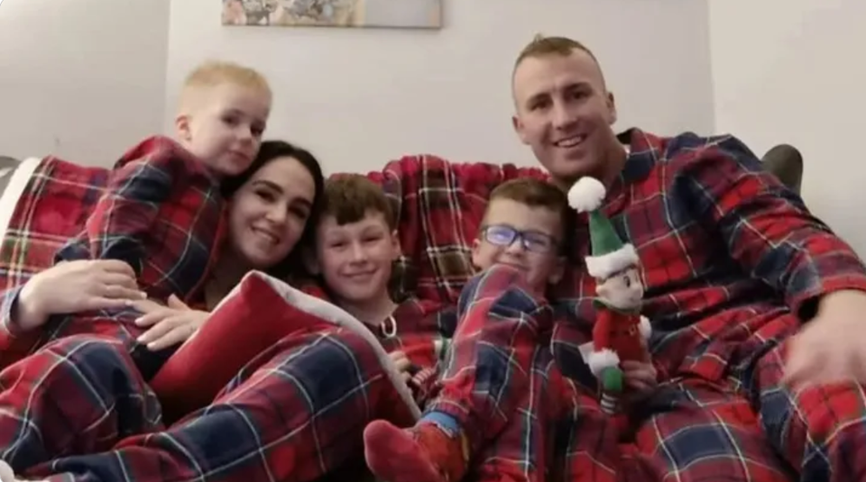 Shane Egan with his wife Emma and three sons (Shane Egan/PA)