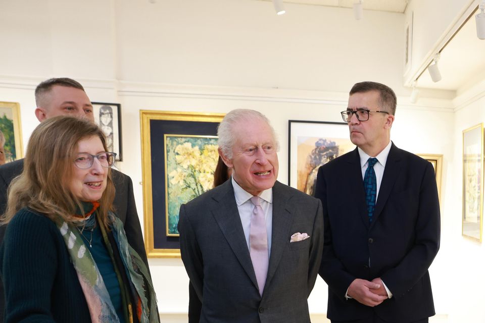 Charles viewed a newly opened art exhibition (Ian Vogler/Daily Mirror/PA)