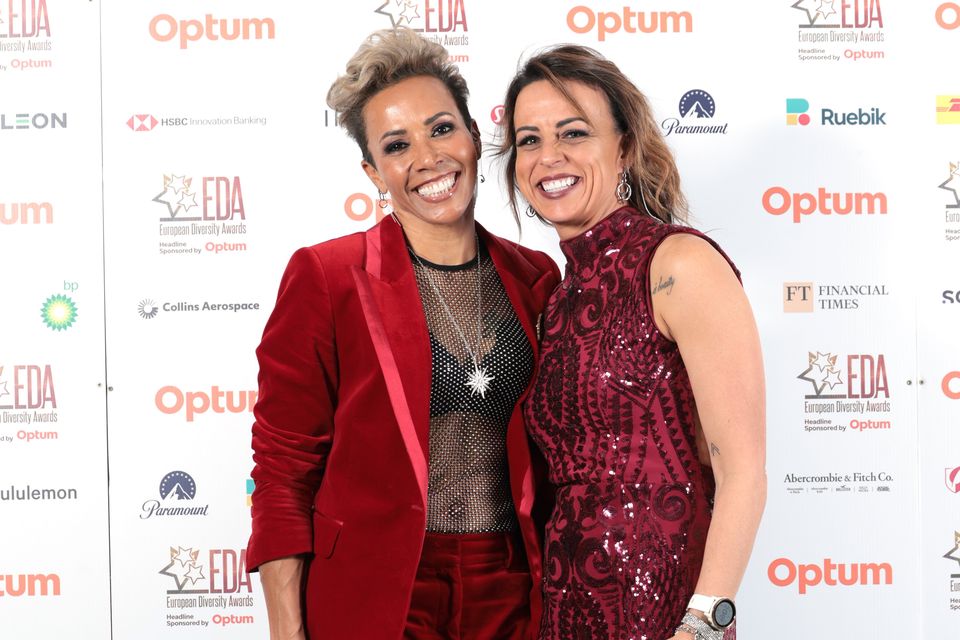 Dame Kelly Holmes and girlfriend Louise Cullen. Photo: Shane Anthony Sinclair/Getty Images