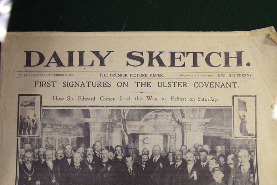 Press Eye - Belfast Northern Ireland - Thursday 21st  June 2012 - Ulster Covenant ExhibitionDaily Sketch front page 1912Picture by Kelvin Boyes / Press Eye.