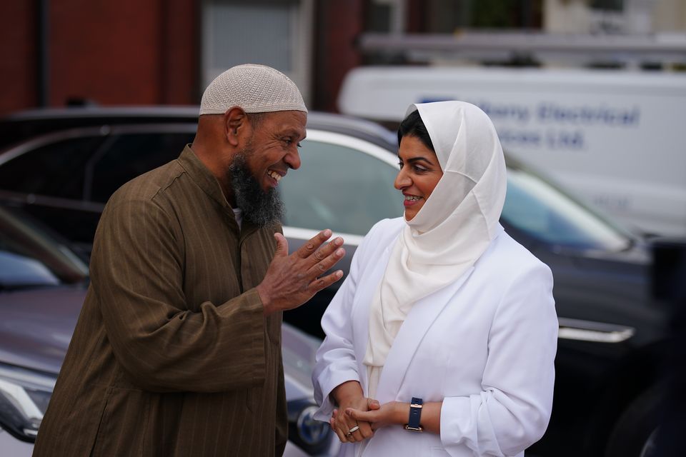 Imam Ibrahim Hussein described to Shabana Mahmood his experience being trapped inside the Southport mosque during the riots (Peter Byrne/PA)