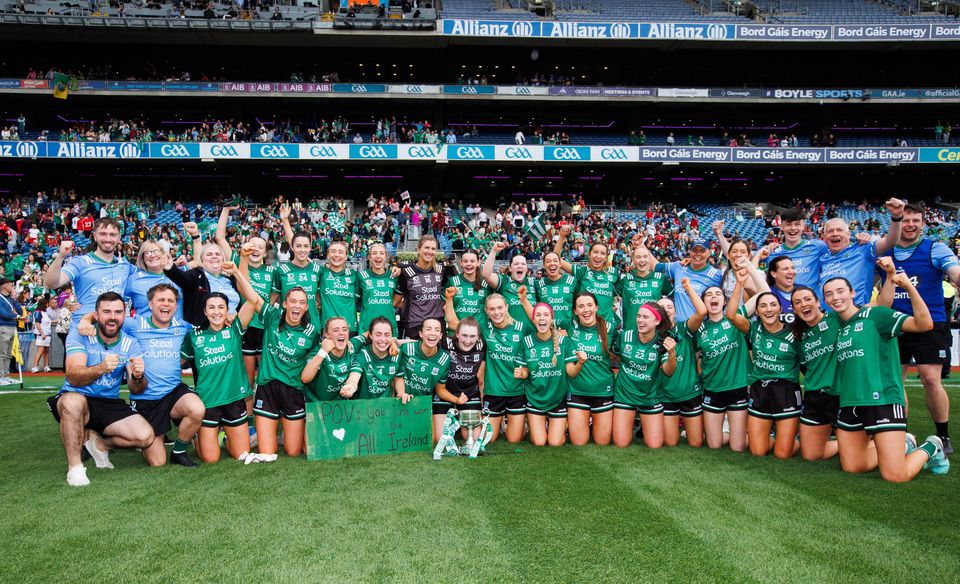 The Fermanagh squad celebrate their All-Ireland Junior victory over Louth at Croke Park