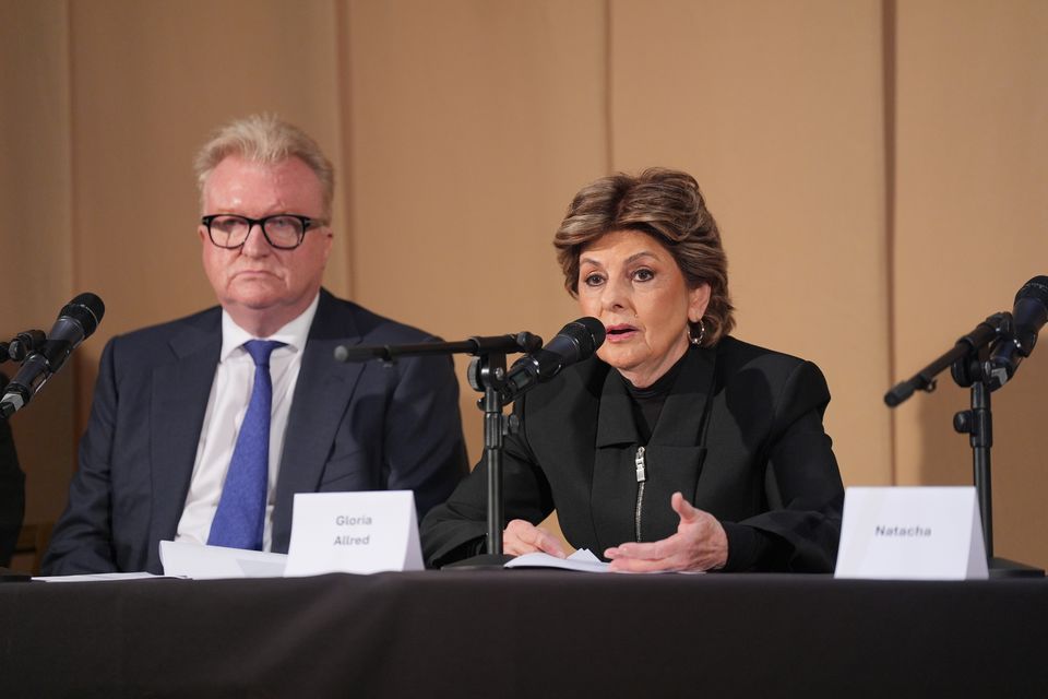 Members of the legal team, icluding US lawyer Gloria Allred, appeared at a press conference on Friday (Yui Mok/PA)