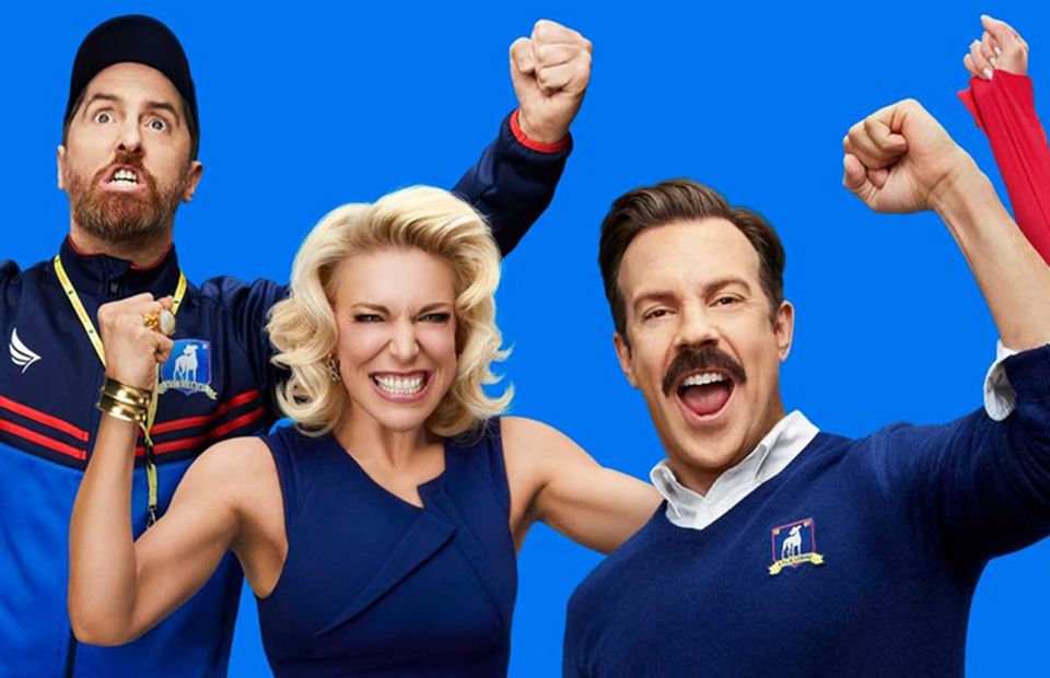 Brendan Hunt, Hannah Waddingham and Jason Sudeikis in Ted Lasso