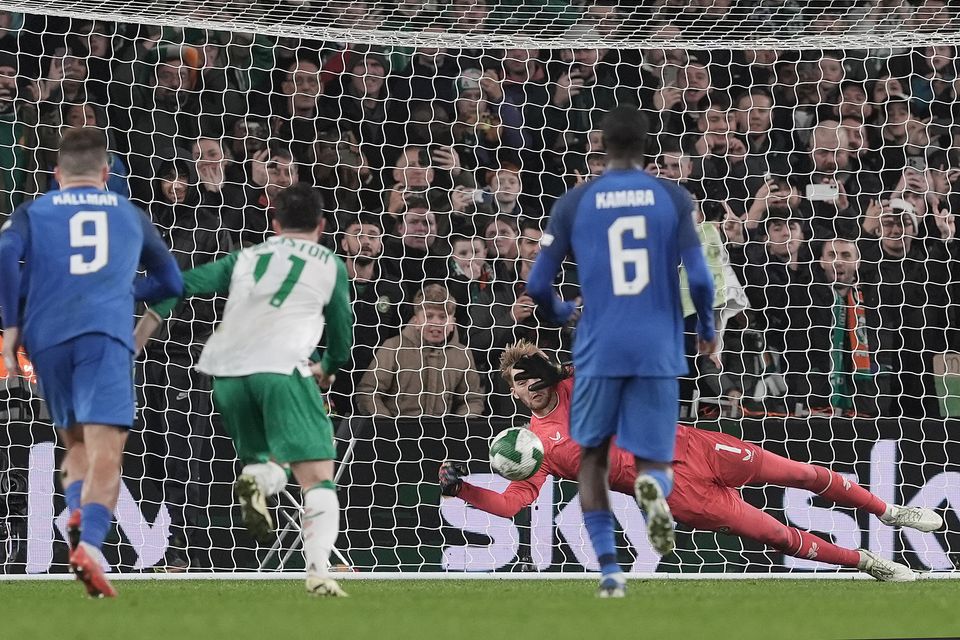 Republic of Ireland keeper Caoimhin Kelleher saved Joel Pohjanpalo’s penalty in a 1-0 Nations League win over Finland (Brian Lawless/PA)