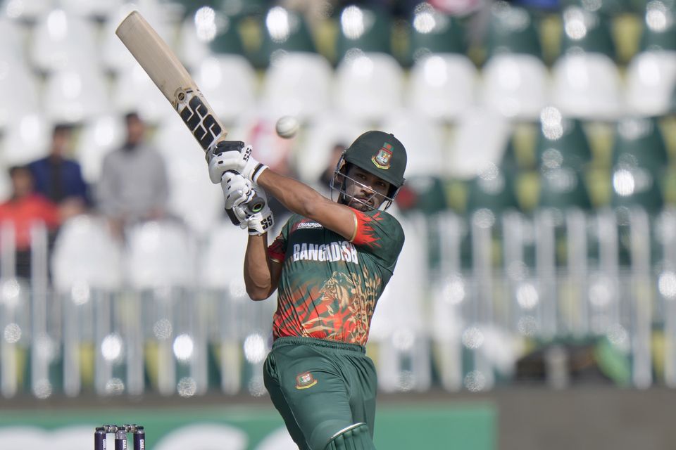 Najmul Hossain Shanto top-scored for Bangladesh against New Zealand (Anjum Naveed/AP)