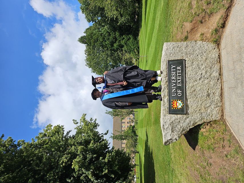 Abdallah and Alhanof Alharbi marked their educational achievements on the same day at the University of Exeter (University of Exeter/PA)