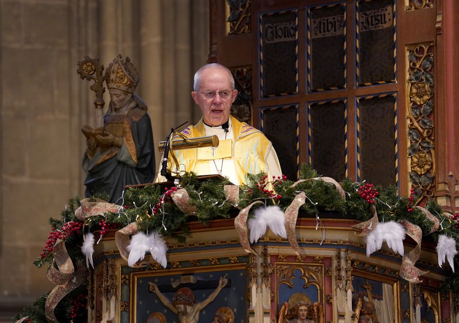 The Archbishop of Canterbury Justin Welby during the Christmas Day service at Canterbury Cathedral in 2023 (Gareth Fuller/PA)