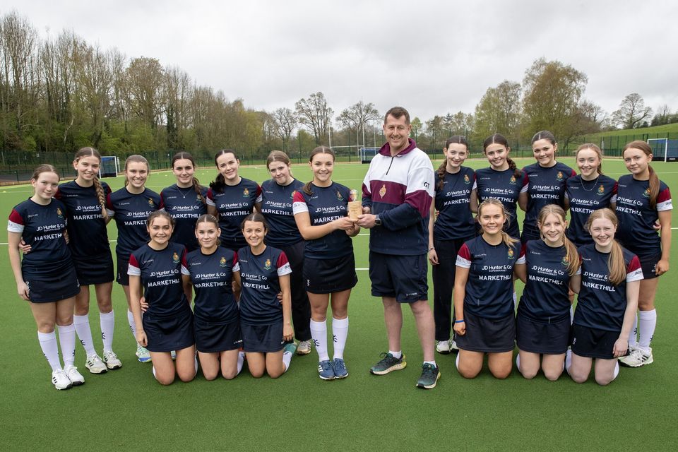 Royal School Armagh’s First XI hockey team and coach Greg Thompson with the Game Changers Award