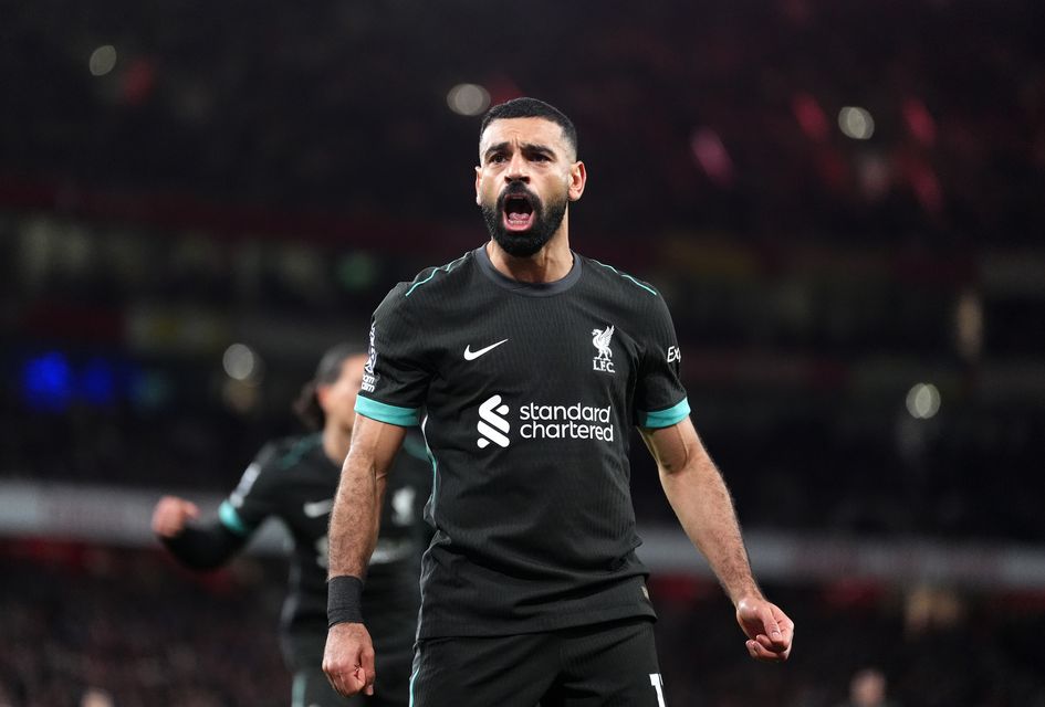 Mohamed Salah celebrates his goal (Adam Davy/PA)