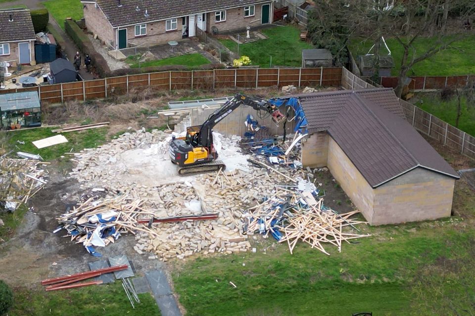 The unauthorised spa pool block at the home of Hannah Ingram-Moore during demolition (PA)