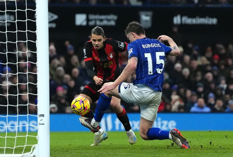 Enes Unal, left, scores Bournemouth’s equaliser (Bradley Collyer/PA)