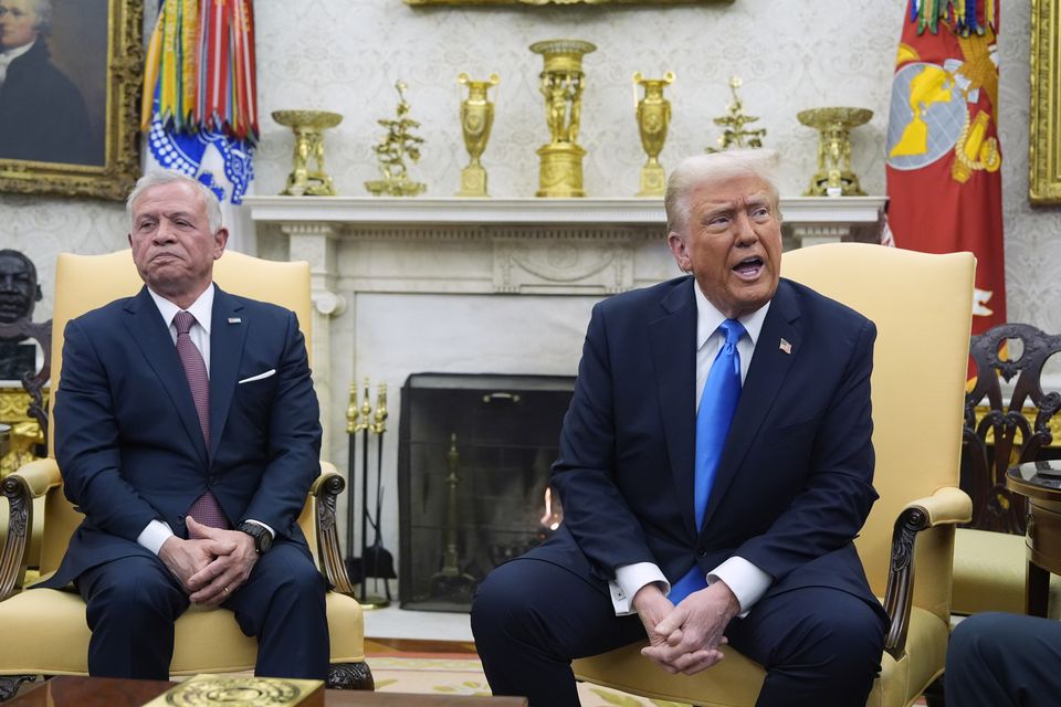 President Donald Trump speaks to Jordan’s King Abdullah II (Alex Brandon/AP)