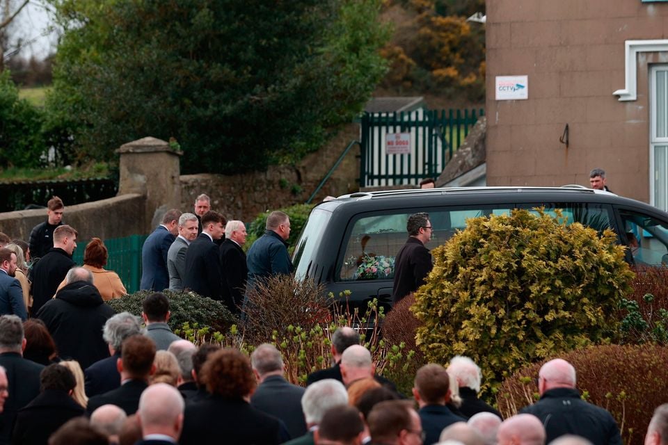 Patrick Kielty at the funeral of his mother Mary Kielty at the Church of the Sacred Heart in Dundrum.  Photo Liam McBurney/PA Wire