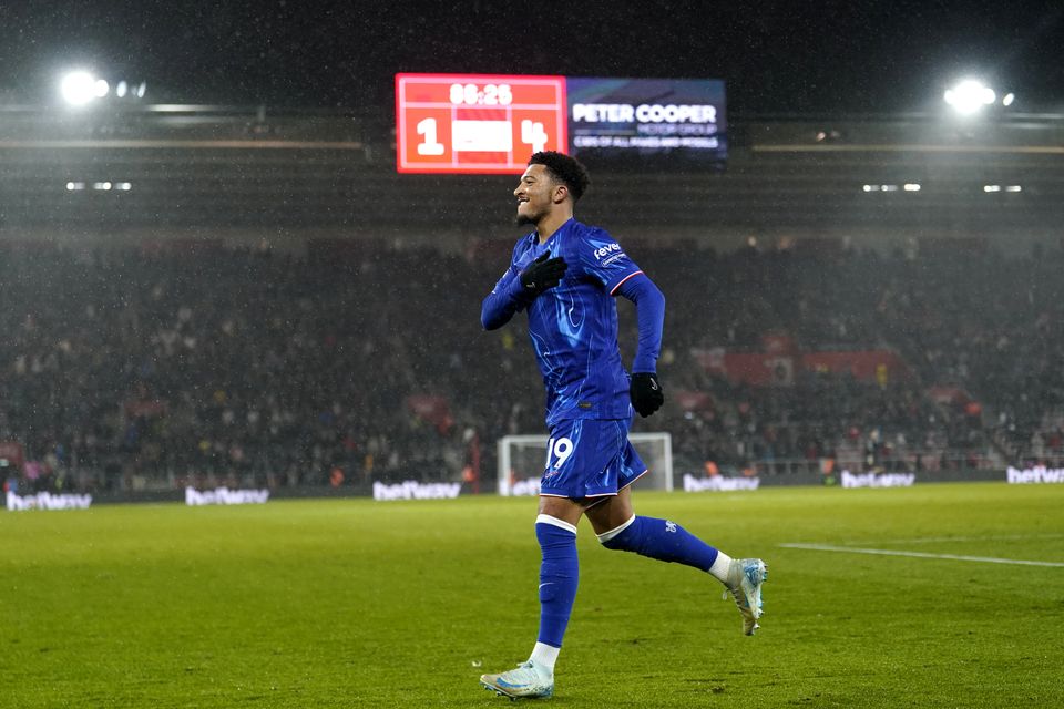 Jadon Sancho scored his first goal for Chelsea (Andrew Matthews/PA)