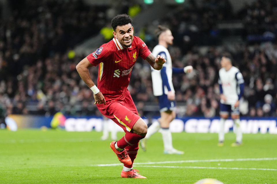 Luis Diaz scored in each half in Liverpool’s victory (Adam Davy/PA)