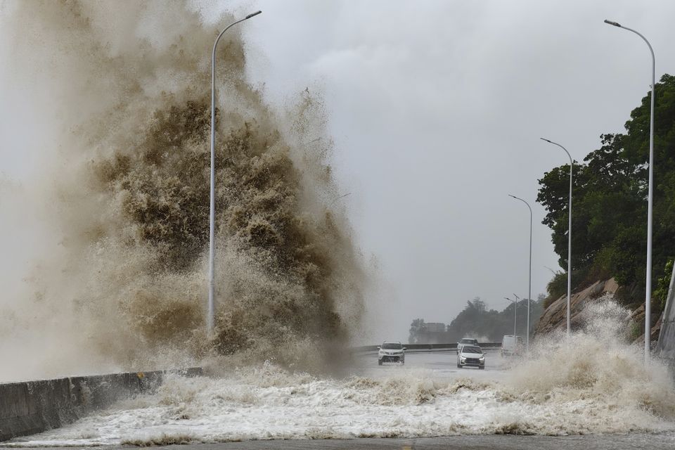 Huge waves lash the shore ahead of landfall by Typhoon Gaemi in Sansha Township in Xiapu County, in south-east China’s Fujian Province on Thursday (Jiang Kehong/Xinhua News Agency/AP)