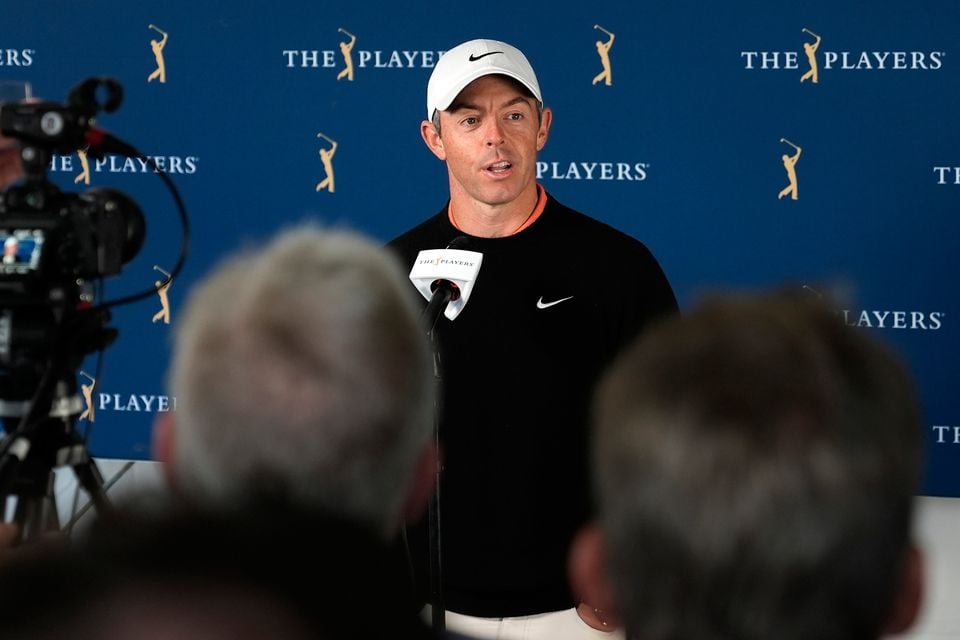 Rory McIlroy speaks to the media before a practice round of The Players Championship in Ponte Vedra Beach, Florida today. Photo: AP Photo/Chris O'Meara