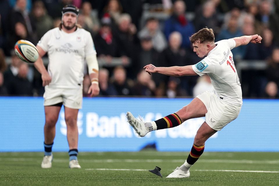 Ulster's Jack Murphy kicks a penalty