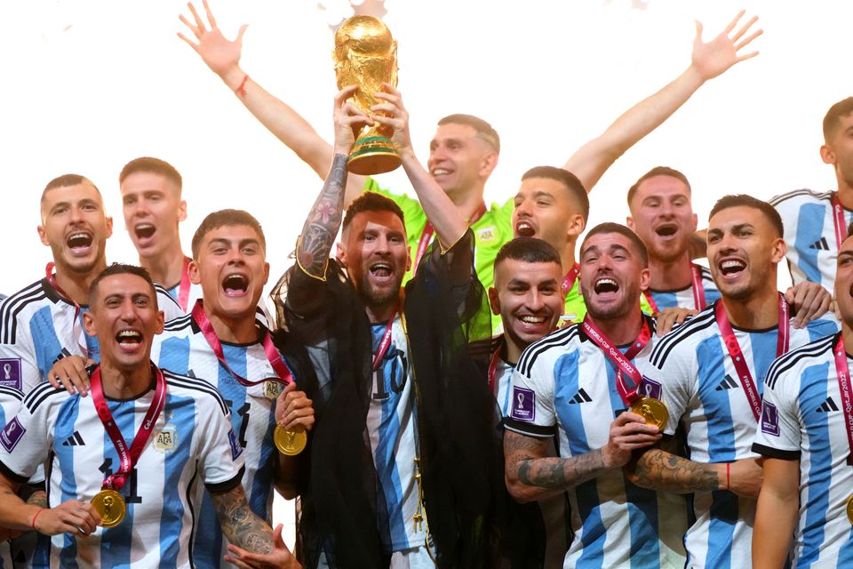 Lionel Messi forced to cover Argentina shirt to lift World Cup