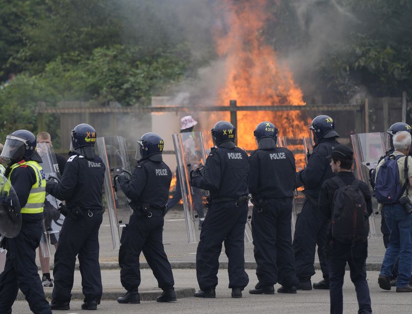 An anti-immigration demonstration took place outside the Holiday Inn Express in Rotherham in August (Danny Lawson/PA)