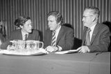 thumbnail: From left: Rodney Murphy, Tony O'Reilly, and Bartle Pitcher at the extraordinary general meeting of Independent Newspapers in the Shelbourne hotel, Dublin, in 1973