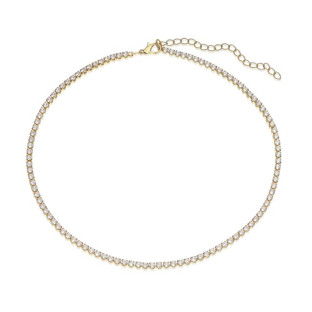 H. Samuel Gold Plated Cubic Zirconia 16 Inch Tennis Necklace, £24.99