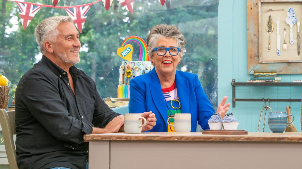 Paul Hollywood and Prue Leith on the set of Great British Bake Off