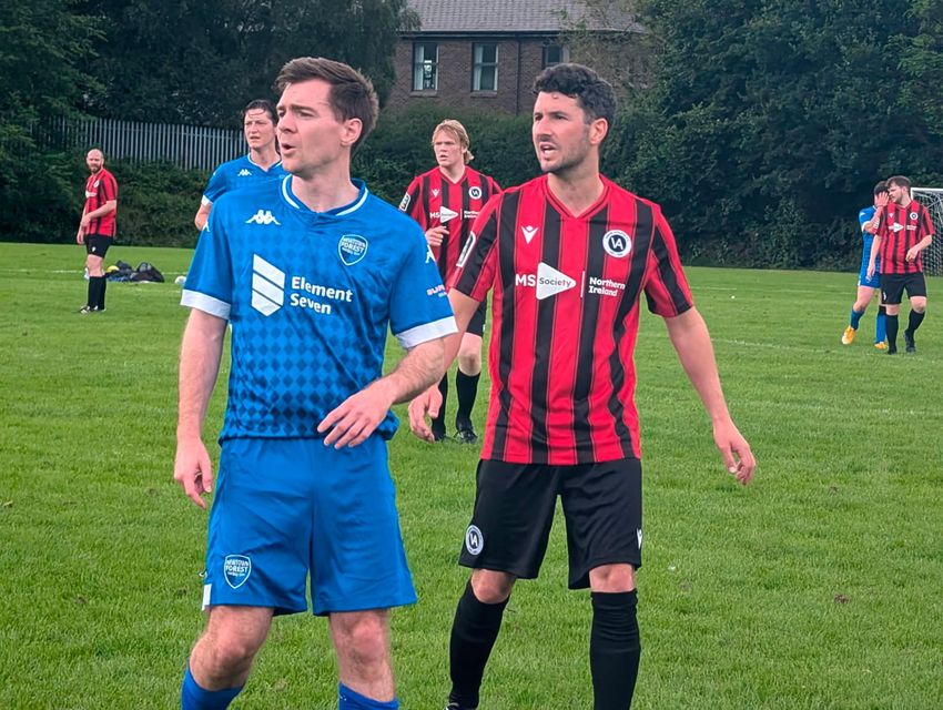 Vision Athletic midfielder Pierce Hunt (right) in action wearing the new jersey