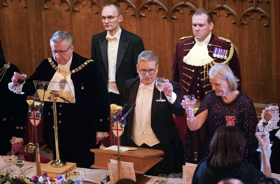 Prime Minister Sir Keir Starmer during the annual Lord Mayor’s Banquet on Monday (Yui Mok/PA)