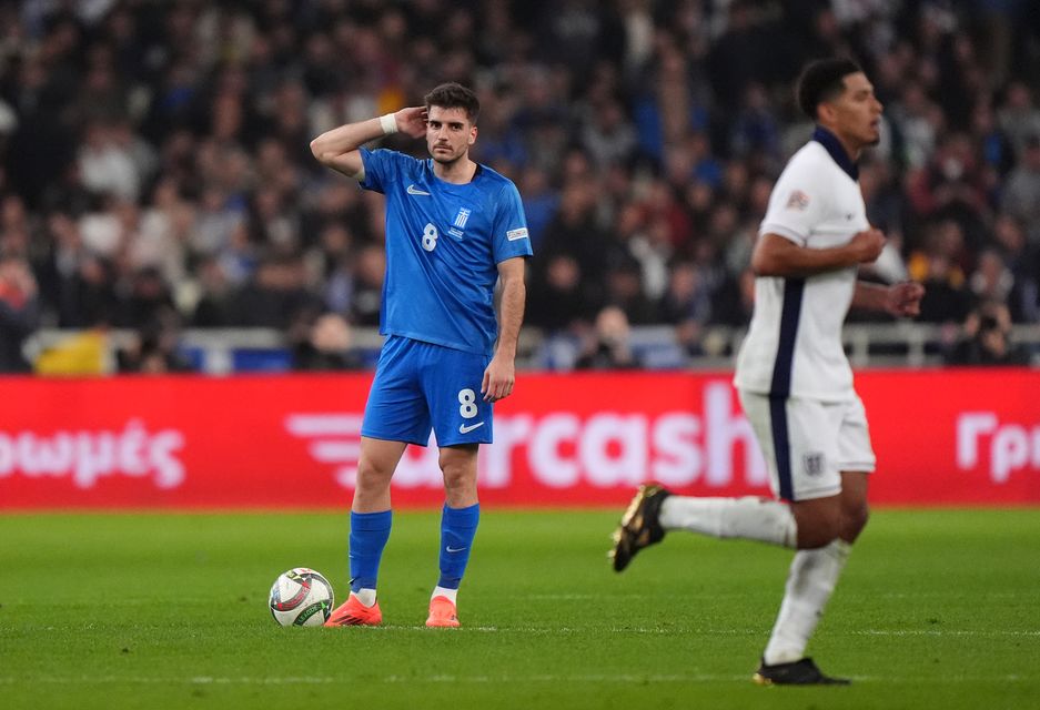 Jude Bellingham (right) helped England to a 3-0 win in Athens (Bradley Collyer/PA)