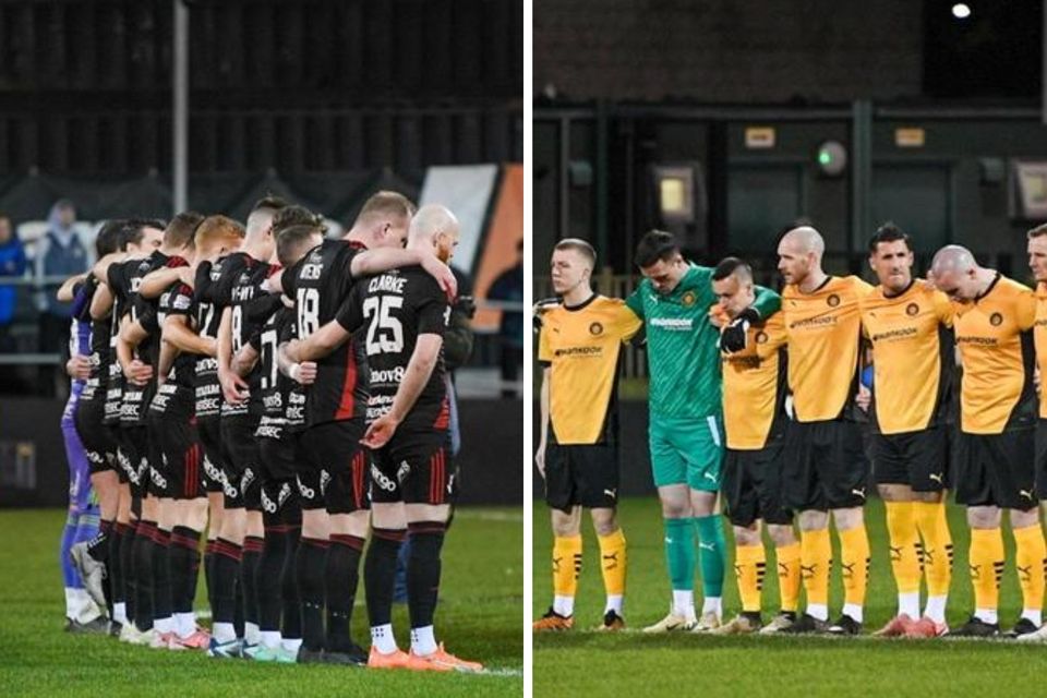 Crusaders and Carrick Rangers were among the clubs to hold a minute's silence when they met tonight