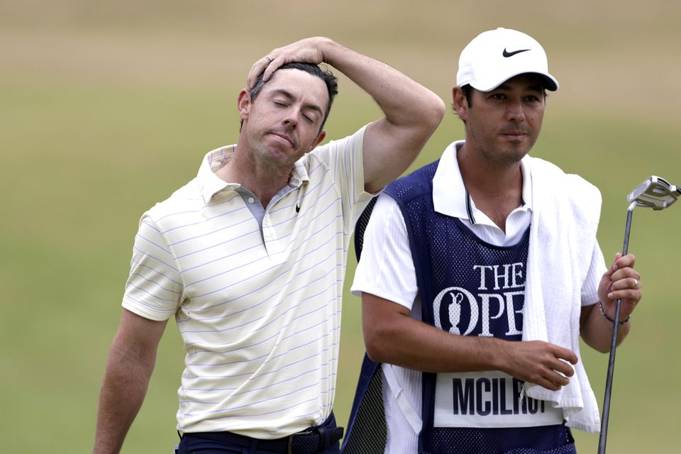 Northern Ireland’s Rory McIlroy (left) looks dejected after finishing third in the 2022 Open at St Andrews (Richard Sellers/PA)